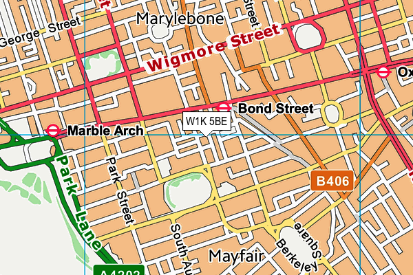 W1K 5BE map - OS VectorMap District (Ordnance Survey)