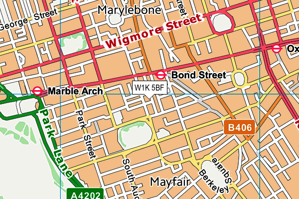 W1K 5BF map - OS VectorMap District (Ordnance Survey)