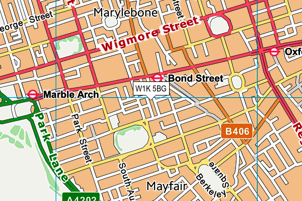 W1K 5BG map - OS VectorMap District (Ordnance Survey)