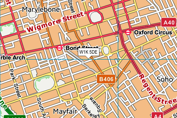 W1K 5DE map - OS VectorMap District (Ordnance Survey)