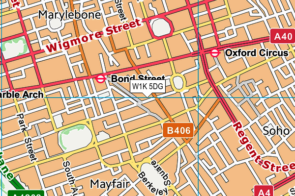 W1K 5DG map - OS VectorMap District (Ordnance Survey)