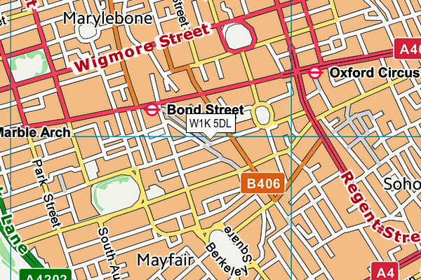 W1K 5DL map - OS VectorMap District (Ordnance Survey)