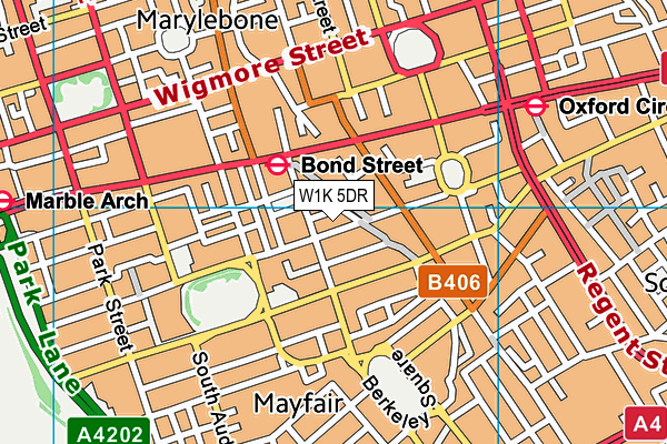 W1K 5DR map - OS VectorMap District (Ordnance Survey)