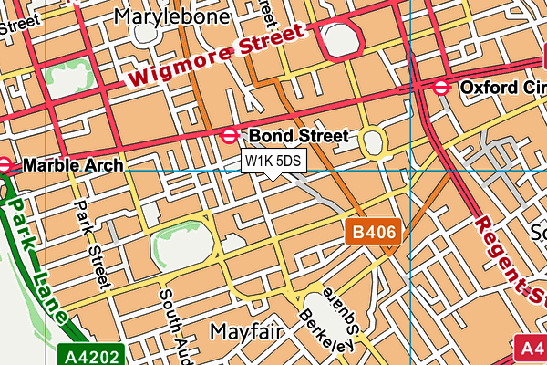 W1K 5DS map - OS VectorMap District (Ordnance Survey)