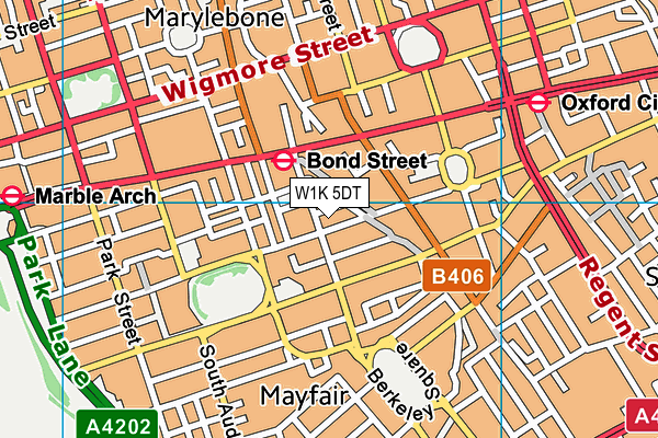 W1K 5DT map - OS VectorMap District (Ordnance Survey)