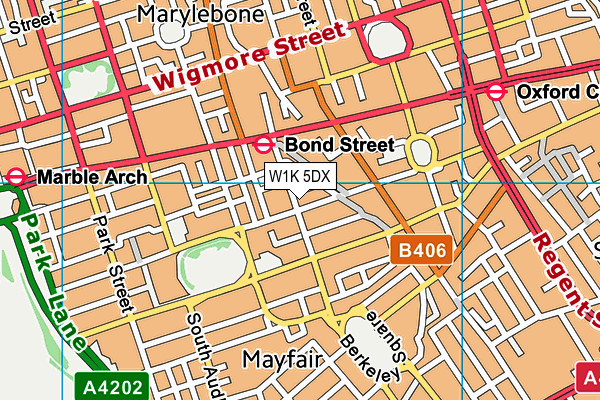 W1K 5DX map - OS VectorMap District (Ordnance Survey)