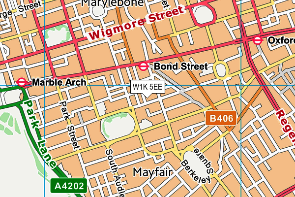 W1K 5EE map - OS VectorMap District (Ordnance Survey)