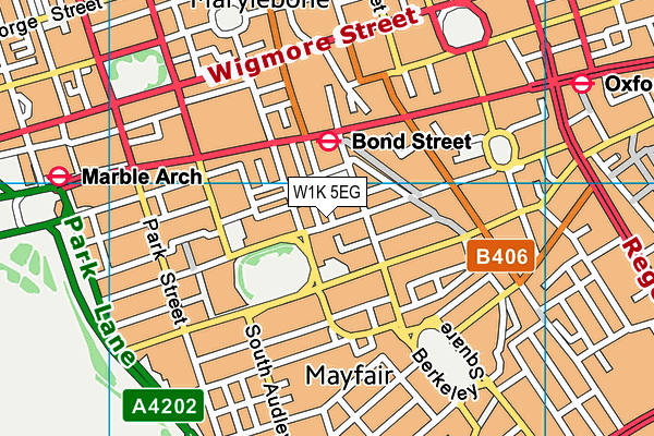 W1K 5EG map - OS VectorMap District (Ordnance Survey)