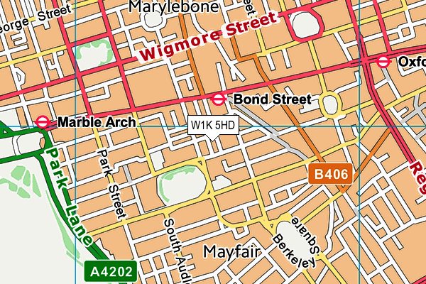 W1K 5HD map - OS VectorMap District (Ordnance Survey)