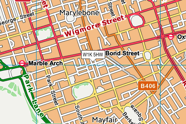 W1K 5HW map - OS VectorMap District (Ordnance Survey)