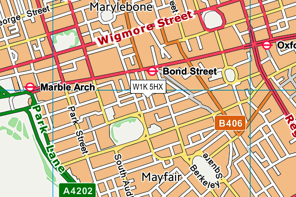 W1K 5HX map - OS VectorMap District (Ordnance Survey)