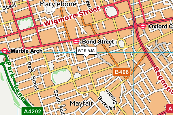 W1K 5JA map - OS VectorMap District (Ordnance Survey)