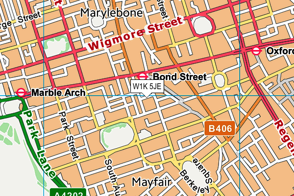 W1K 5JE map - OS VectorMap District (Ordnance Survey)