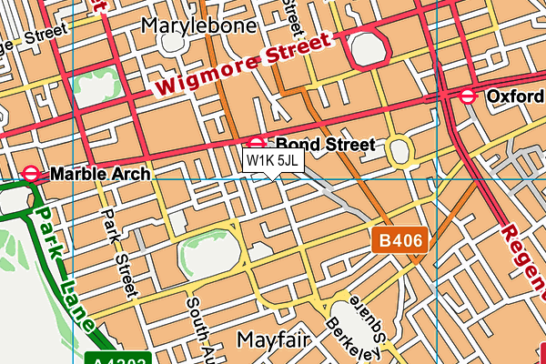 W1K 5JL map - OS VectorMap District (Ordnance Survey)