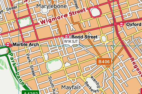 W1K 5JT map - OS VectorMap District (Ordnance Survey)