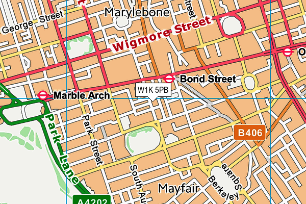 W1K 5PB map - OS VectorMap District (Ordnance Survey)