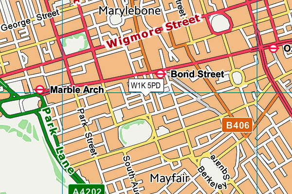 W1K 5PD map - OS VectorMap District (Ordnance Survey)