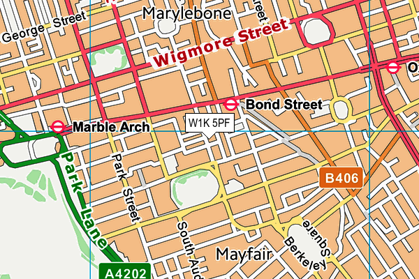 W1K 5PF map - OS VectorMap District (Ordnance Survey)