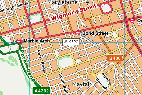 W1K 5PG map - OS VectorMap District (Ordnance Survey)