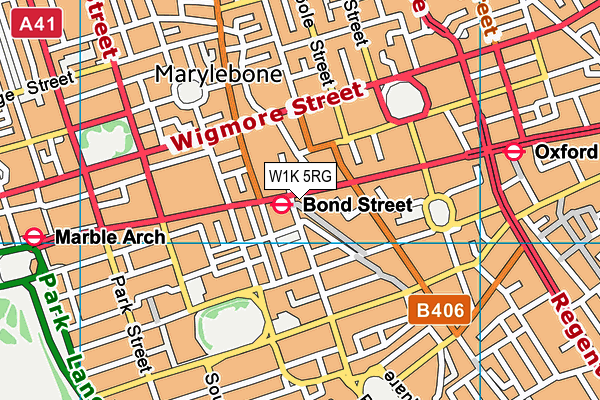 W1K 5RG map - OS VectorMap District (Ordnance Survey)