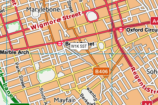 W1K 5ST map - OS VectorMap District (Ordnance Survey)