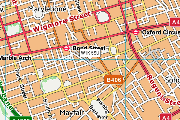 W1K 5SU map - OS VectorMap District (Ordnance Survey)