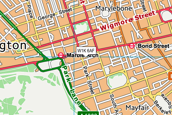 Virgin Active (Mayfair) map (W1K 6AF) - OS VectorMap District (Ordnance Survey)