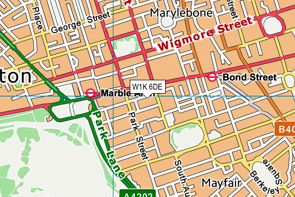 W1K 6DE map - OS VectorMap District (Ordnance Survey)