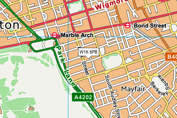 W1K 6PB map - OS VectorMap District (Ordnance Survey)