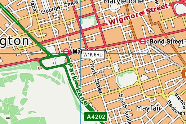 W1K 6RD map - OS VectorMap District (Ordnance Survey)