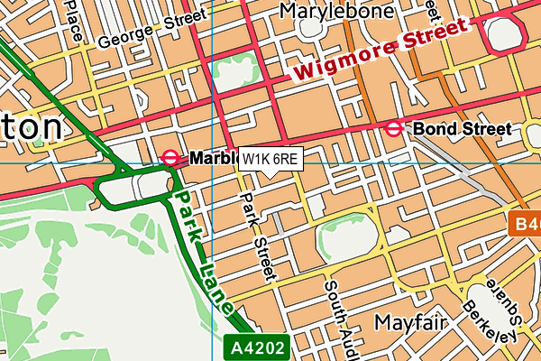 W1K 6RE map - OS VectorMap District (Ordnance Survey)