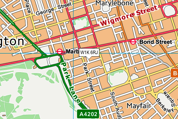 W1K 6RJ map - OS VectorMap District (Ordnance Survey)