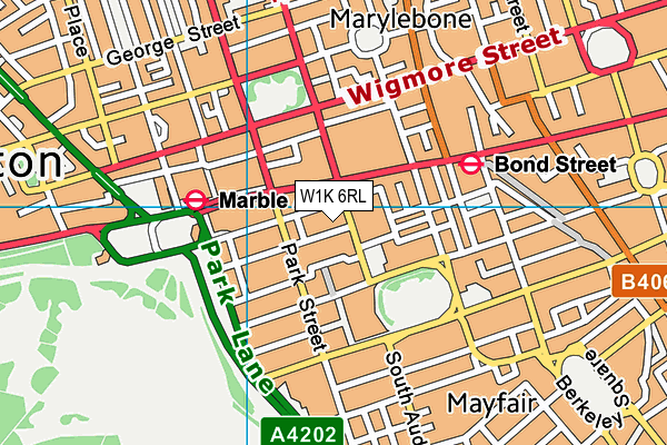 W1K 6RL map - OS VectorMap District (Ordnance Survey)