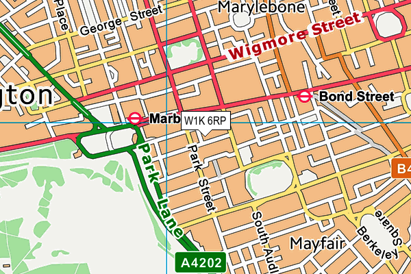 W1K 6RP map - OS VectorMap District (Ordnance Survey)