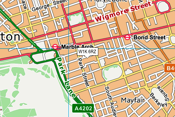 W1K 6RZ map - OS VectorMap District (Ordnance Survey)