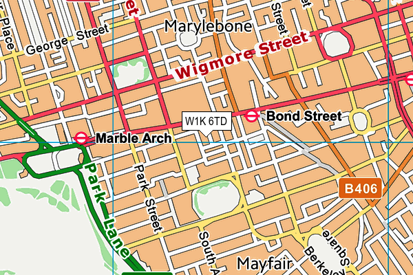 W1K 6TD map - OS VectorMap District (Ordnance Survey)
