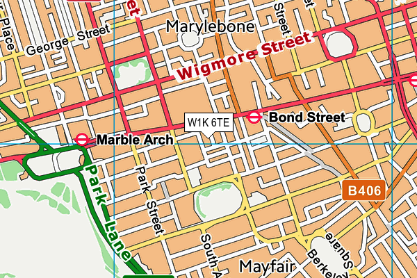 W1K 6TE map - OS VectorMap District (Ordnance Survey)