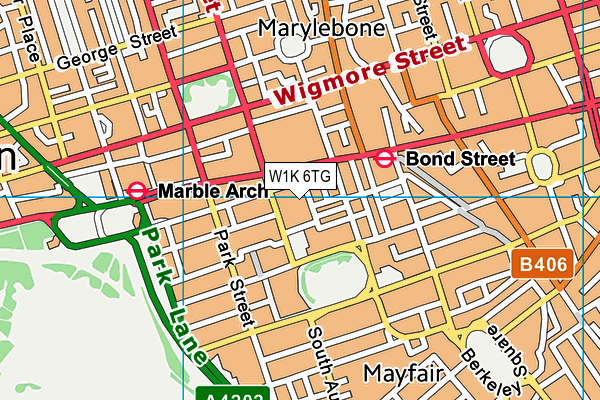 W1K 6TG map - OS VectorMap District (Ordnance Survey)