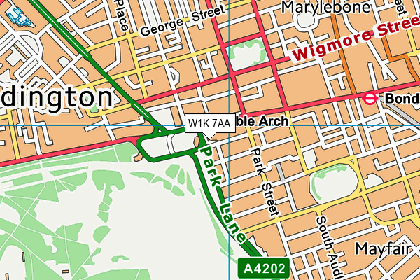 Marriott Hotel London Park Lane map (W1K 7AA) - OS VectorMap District (Ordnance Survey)