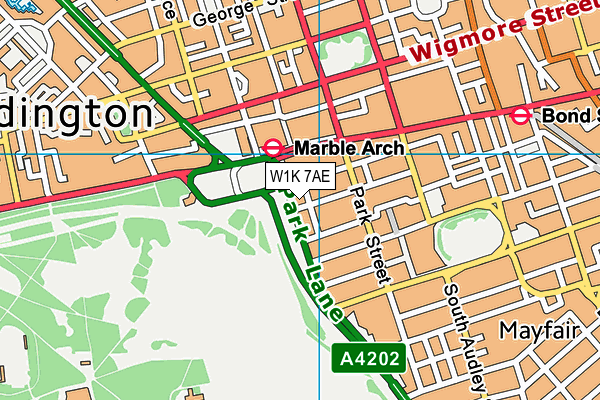 W1K 7AE map - OS VectorMap District (Ordnance Survey)