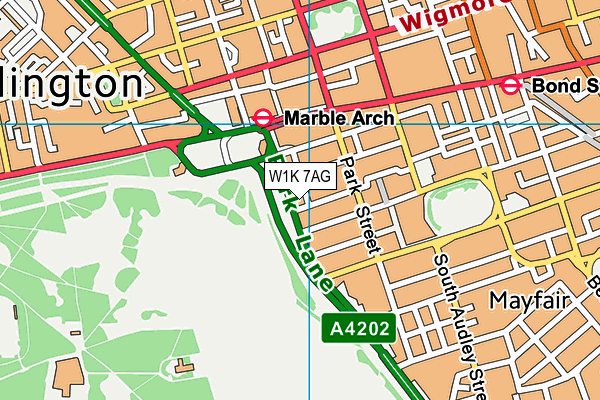 W1K 7AG map - OS VectorMap District (Ordnance Survey)