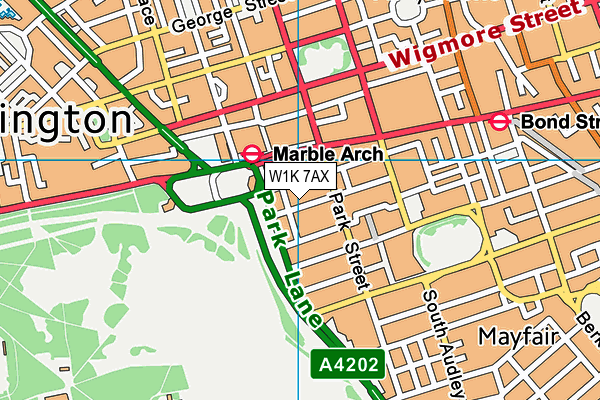 W1K 7AX map - OS VectorMap District (Ordnance Survey)