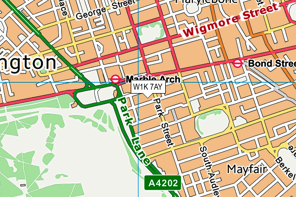 W1K 7AY map - OS VectorMap District (Ordnance Survey)