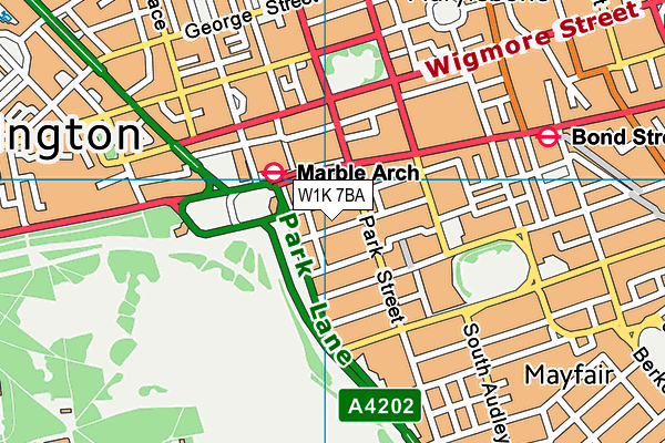 W1K 7BA map - OS VectorMap District (Ordnance Survey)