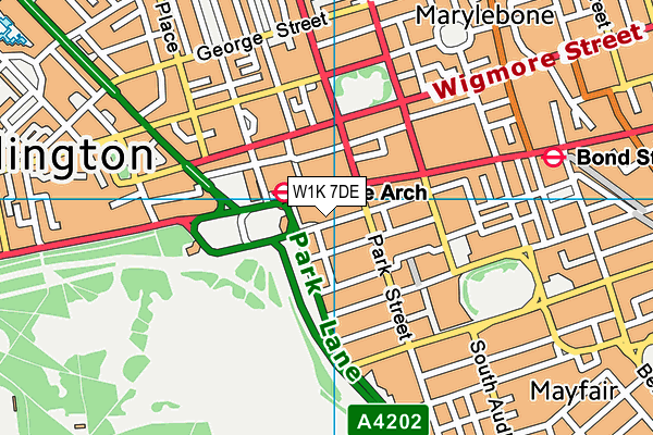 W1K 7DE map - OS VectorMap District (Ordnance Survey)