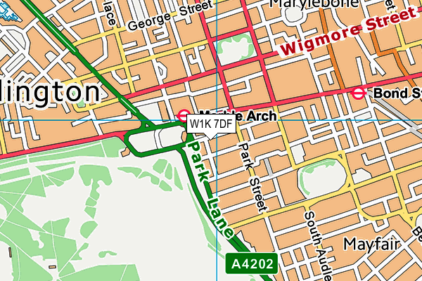 W1K 7DF map - OS VectorMap District (Ordnance Survey)