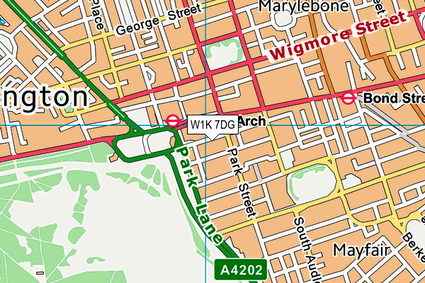 W1K 7DG map - OS VectorMap District (Ordnance Survey)