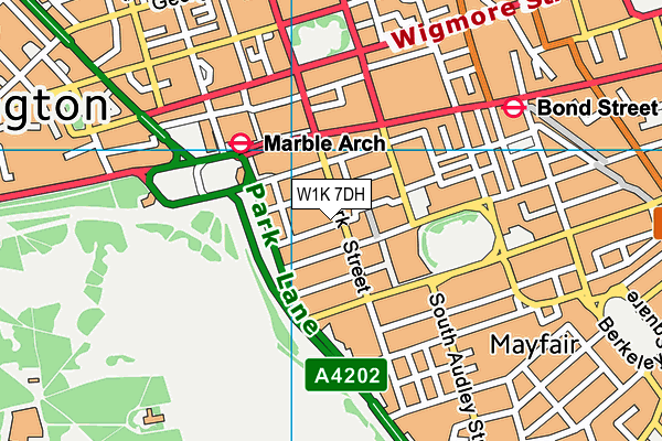 W1K 7DH map - OS VectorMap District (Ordnance Survey)