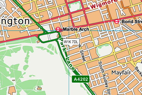 W1K 7DL map - OS VectorMap District (Ordnance Survey)