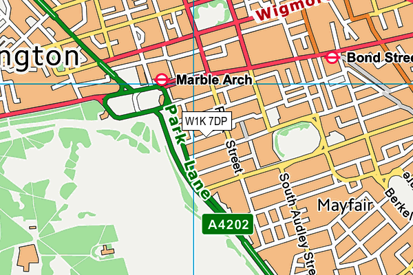 W1K 7DP map - OS VectorMap District (Ordnance Survey)